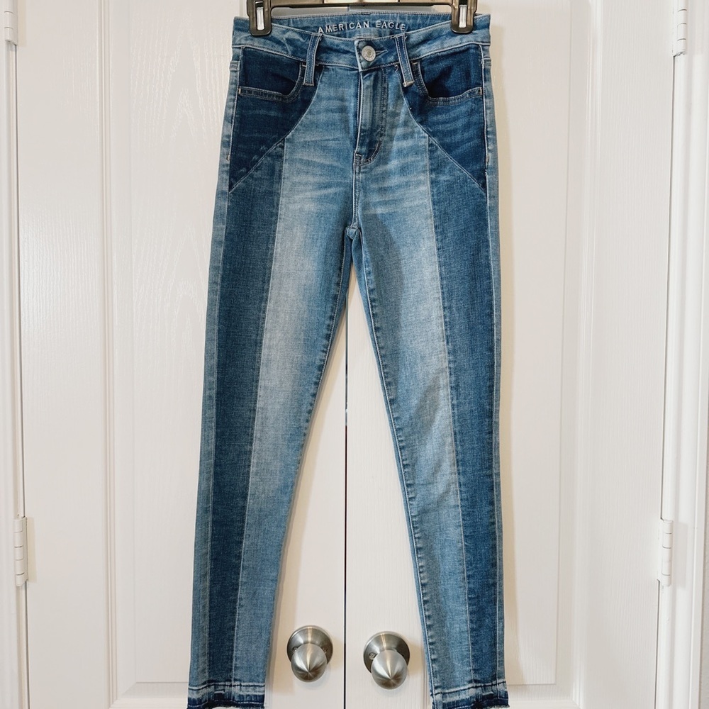 American Eagle Super Stretch Hi-Rise Jegging Crop Two Tone Size 2 Regular